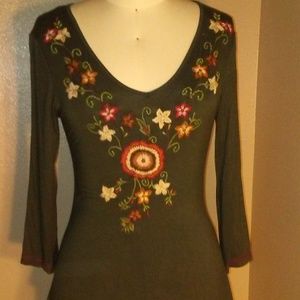 Green Embroidered Tunic Small By Caite